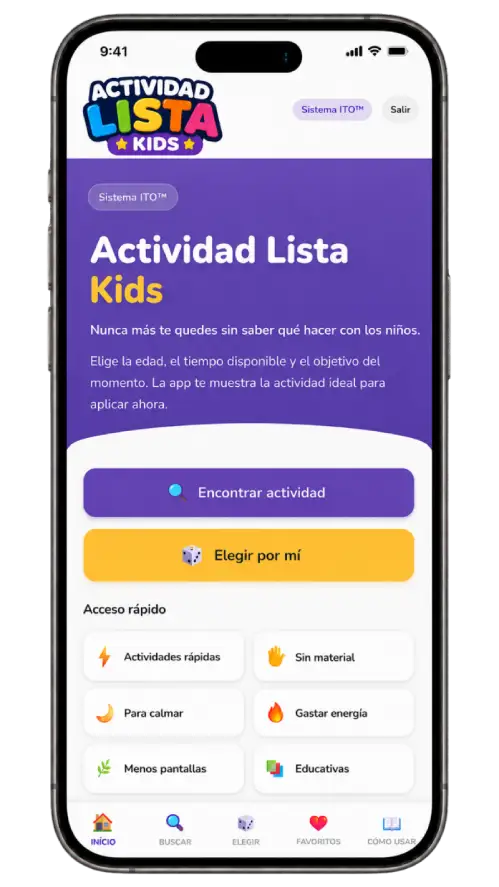 Mockup de la aplicación Atividade Certa Kids